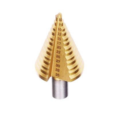 China Plastic Box Tin Liner High Speed ​​Steel Step Drill Bit 4241 5 7 10 12 15 17 20 22 25 27 30 32 35mm 13 Step Straight Spline Shank for sale