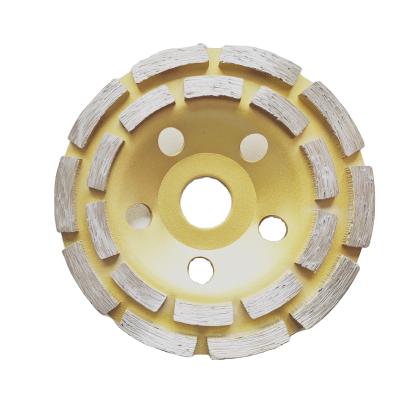 China 115 Mm Double Row Stone Concrete Abrasive Stone Diamond Wheel Polishing Power Tools Cup Grinding Wheel for sale