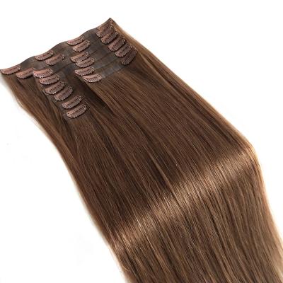 China Luster High Quality Russian Healthy Natural Cuticle Aligned Remy Hair Pu Skin Weft Seamless Clip In Hair Extensions for sale