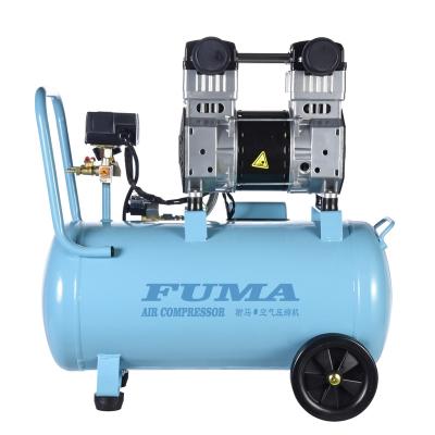 China High Quality Low Noise Silent Single Cylinder Oil Free 50 Liter 1500W*2 Air Compressor for sale