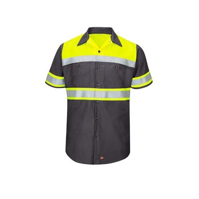 China Work Wear Safety Work-wear Custom Shorts Sleeve Work Suit With Visibility Reflective Tape for sale