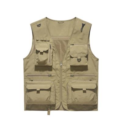 China Waterproof Custom Khaki Multi-pockets Hunting Vest Military Fishing Vest for sale