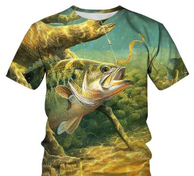 China Anti-Wrinkle Fish Man Fashion 3D Round Neck Style Vintage Quantity Mens Logo OEM Digital Printing Spandex Pattnern for sale