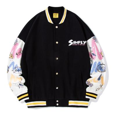 China Anti-wrinkle fashion loose bomber silk satin printing Logo Men Baseball Jackets Custom unisex baseball jacket for sale