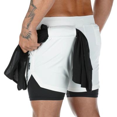 China Wholesale High Quality QUICK DRY Training Shorts Double Cloth Men Shorts Inside Tight Pocket Running Panties for sale