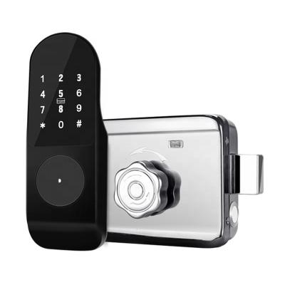 China Electronic Smart Cards Rim Door Lock Aluminum Password Security Door Handle Push Pull Deadbolt Lock for sale