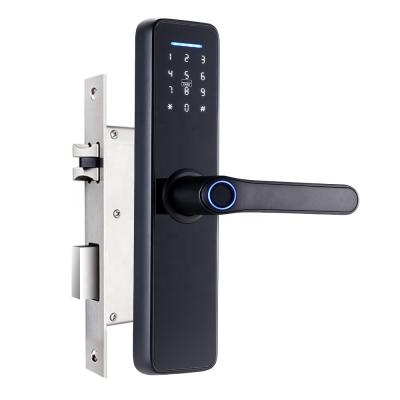 China Electronic control wiless home intelligent digital smart entry door handle fingerprint keyless smart door lock for sale