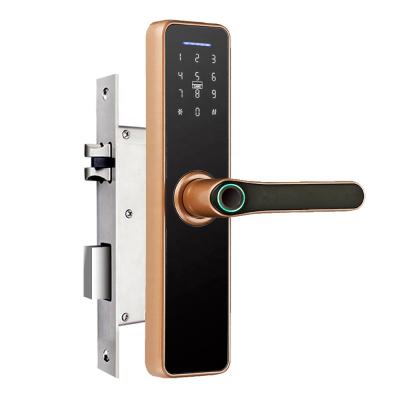 China Smart Interior Wooden Fingerprint Password Security Lock Fingerprint Door Home Appliance Locks for sale