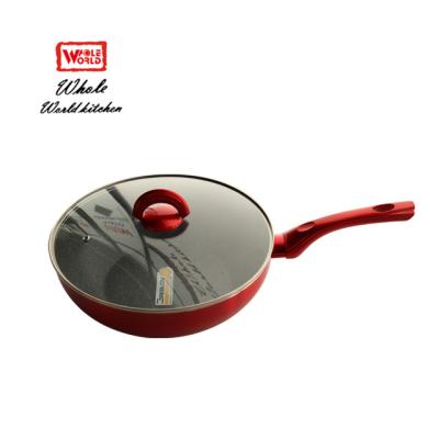 China Durable Forged Aluminum Non Stick Coating Woks With Bakelite Handle Kitchenware Wok With Lid for sale