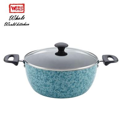 China Sustainable Aluminum Granite Cooking Pots Hot Pot Casserole Set With Tempered Glass Lid Cover for sale