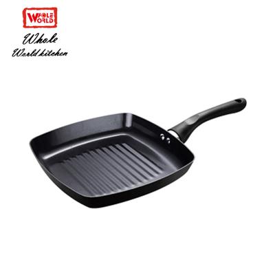 China Sustainable Home Beef Meat Cooking Aluminum Grill Pan Non Stick Marble Coating With Bakelite Handle for sale