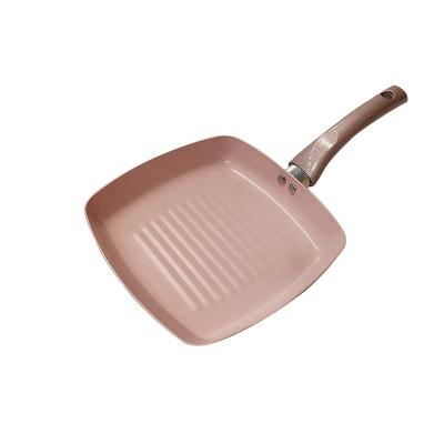 China Free Sample Viable High Quality Pressure Stick Aluminum Marble Coating Non Rose Gold Square Grill Pan Dishwasher Safe for sale