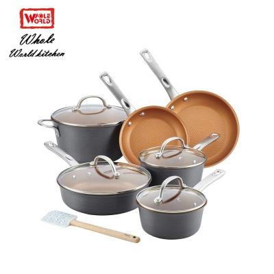 China Wholesale kitchen appliances amc cookware set viable aluminum copper non-stick ceramic prices pots and pans for sale