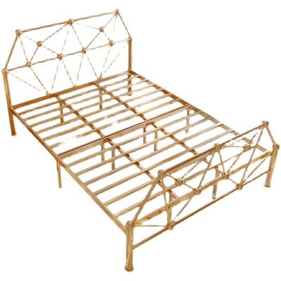 China New Design European Modern Simple View China Manufacturer Iron Double Bed Wrougnt for sale