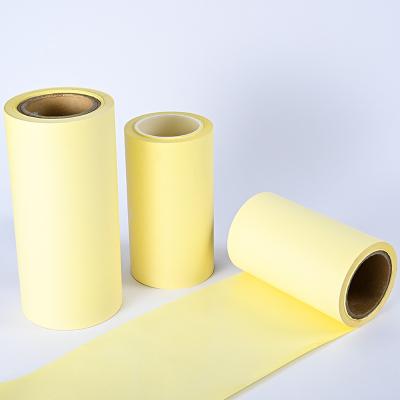 China Anti Curvature Eco Friendly Yellow Paper Roll / Double Sided One Sided Silicon Version Paper Roll Coated for sale