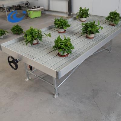 China Low cost greenhouse table / agricultural ebb and flow rolling bench / ABS plastic top trays for sale