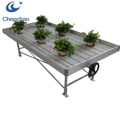 China Agriculture Planting Hydroponic Greenhouse Systems Ebb And Flow Grow Tray Rolling Bench for sale