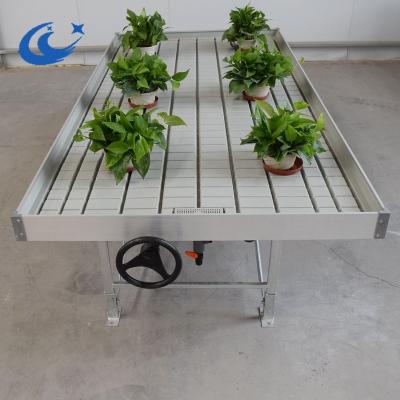 China Agriculture planting hot sale hydroponic system planting seedling ebb and flow rolling table/bench with ebb flow growing gray/white tray for sale