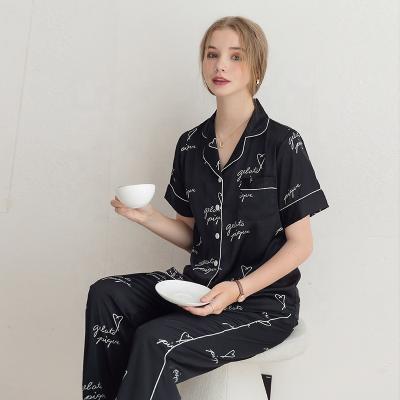 China 2023 Luxury Designer Ice Cream Breathable Casual Homewear Set Sleepwear Lounge Wear Silk Pajamas For Women for sale