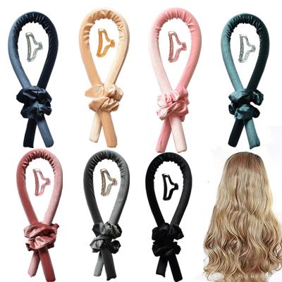 China Curly Hair Women Hair Wraps Ribbon Scrunchies Headwear Silk Satin Hair Curler Heatless Curling Headband Best Selling In USA Amazon for sale