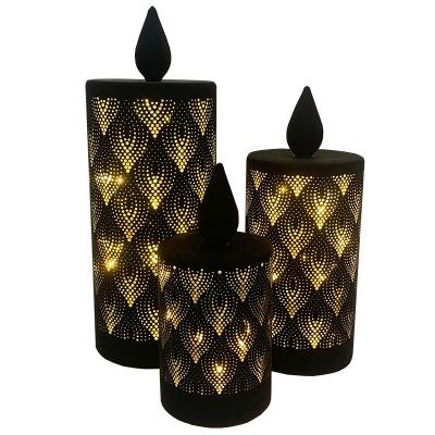 China Birthdays Sale Black Flameless Halloween Decorative Pattern Led Candle With Battery for sale