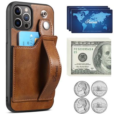 Chine leather mobile phone case with strap with card slot case for iphone 13 wallet case for iphone 13 pro max à vendre