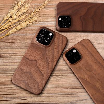 China Natural Wooden Phone Cover Walnut Simple Wood Case Iphone For Iphone 13 Pro for sale