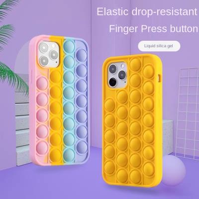 Китай Soft Silicone Cute Push Bubble Rainbow Waterproof Phone Cover For Iphone 12 Iphone 12 Pro продается