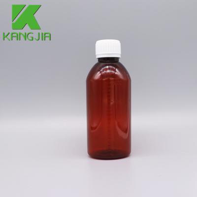 China Good Appearance 200ml Pet Syrup Amber Plastic Chemistry Bottle for sale