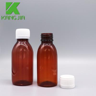 China Good Appearance PET Amber Medical Oral Liquid Plastic Bottles With Screw Cap for sale