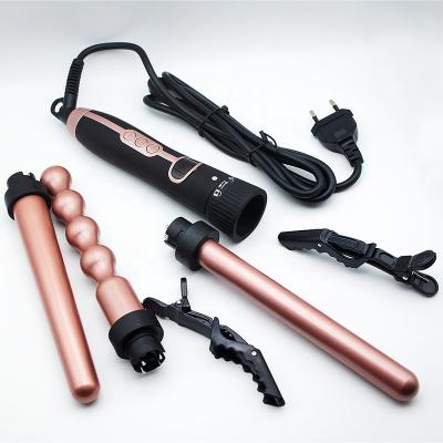 China Ceramic Most Popular Items Barrels Custom Size Rose Gold 5 in 1 Wavy Iron Set Hair Styler Curling Interchangeable Hair Curler for sale