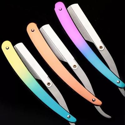 China Professional Salon Simple Razor Blade Colored Straight Razor Sells Barber Beard Razor Steel Wholesale for sale