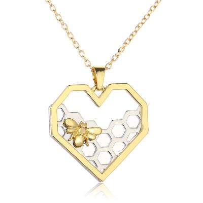 China Fashion Gold Silver Bee Heart Geometry Honeycomb Choker Necklace Fashion Gold Choker Necklace Women Girl Jewelry Party Prom Animal Pendant Gift for sale