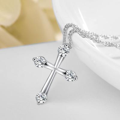 China Geometry Delicate Zircon Cross D.C.A. Pendant Necklace For Women Chic Brand Gem Jewelry Christmas Gift for sale