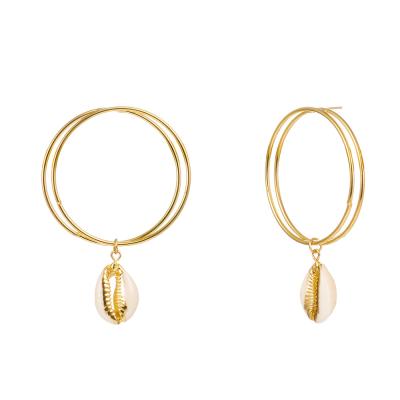 China Hot Style Elegant FASHIONABLE Natural Earrings Women's Shell Earrings Gold Plated Circle Jewelry for sale