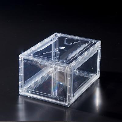 China Front Adjustable Cheap Plastic Shoe Box Drop Outlets Factory Acrylic Clear (Size) Shoe Box With Logo Customized for sale