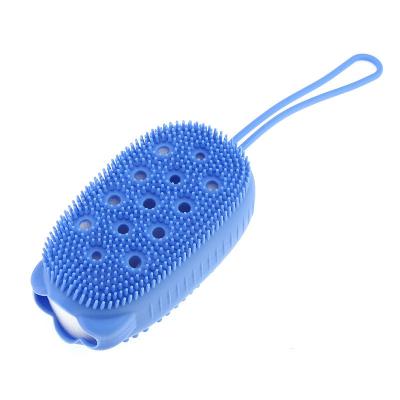 China Stocked Household Bath Cleaning Brush Silicone Body Messaging Two Sided Soft Exfoliating Scrub Brush for sale