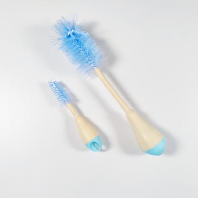 China Stocked Factory Wholesale 2 Pcs Milk Bottle Cleaning Brush Handle Plastic Baby Bottle Cup Glass Cleaner Brush for sale