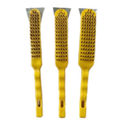 China Cleaning For Yellow Plastic Lines High Quality Stainless Steel Copper Rust Cleaning Tool 4/5/5 Handle Wire Brush With Shovel for sale