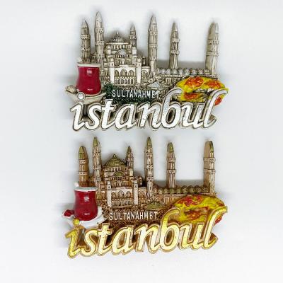 China Shape YIWU BaiWen Wholesale Promotional Turkey Istanbul Souvenir 3D Resin Hand Make Fridge Magnet for sale