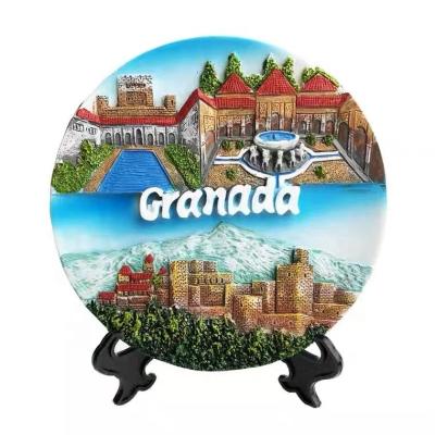 China Shape maker promotional custom resin 3d souvenir dish and country souvenir dish for home decor for sale