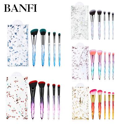 China Angular Blush Wholsale Makeup Brushes 5 Colors 5 Pcs With Bag Face Concealer Brush Makeup Brush Set For Makeup Set brochas de maquillaje for sale