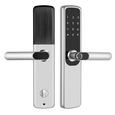 China Zinc Alloy Stainless Steel Wifi Fingerprint Card Key Smart Smart Lock Door With Apartment Password TTLock for sale