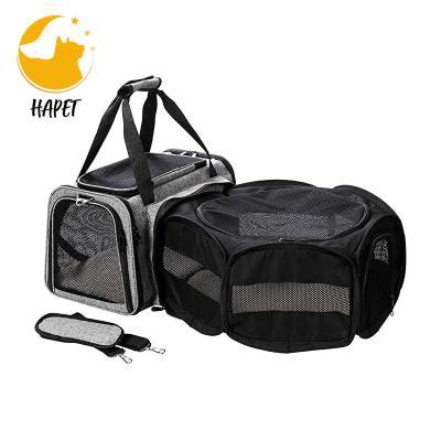 China Expandable Cat Carrier With Collapsible Breathable Pet Carrier, Pet Travel Carrier For Dog And Cat for sale