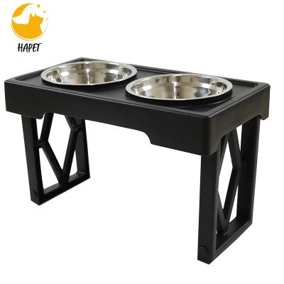 China Sustainable Adjustable Elevated Pet Feeder Raised Rack With 2 Stainless Steel Bowls Elevated Pet Bowls for sale