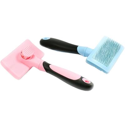 China Stored Pet Grooming Cat Dog Hair Gently Brush Reduces Shedding Removal Cleaner Cat Grooming Slicker Brush for sale