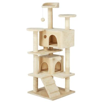 China Sustainable Luxuries Cat Pet Play House With Scratches Cat Tree Tower Housing For Cat Kitten Climbing for sale