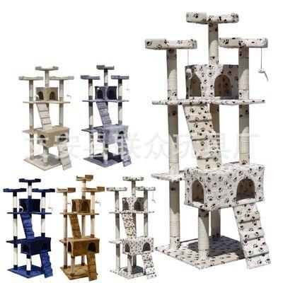 China Cat Tree Tower Furniture Wood Cat Scratching House Cat Scratch Post Viable for Kittens Pet House Play for sale