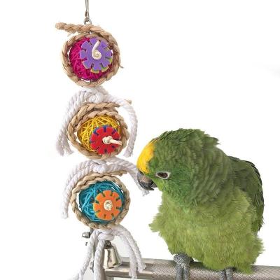 China Viable Flying Bird Chew Toy For Parrot Cage Toy Pet With Bell for sale