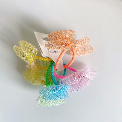 China 2022 wholesale baby sweet and colorful lovely bow handmade elastic hair bands kids hair bands for baby for sale